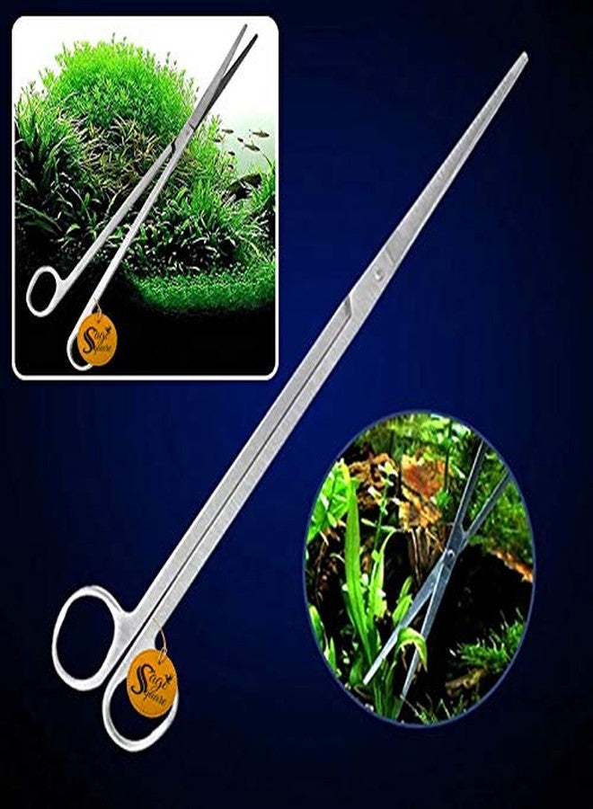 Sage Square Jumbo Size Professional Aquarium Tongs Scissor Long Stainless Steel Tool for Fish Tank, Aquatic Plant Cleaning (Curve, Wave & StraightScissor with Acrylic Rack) - Image 5